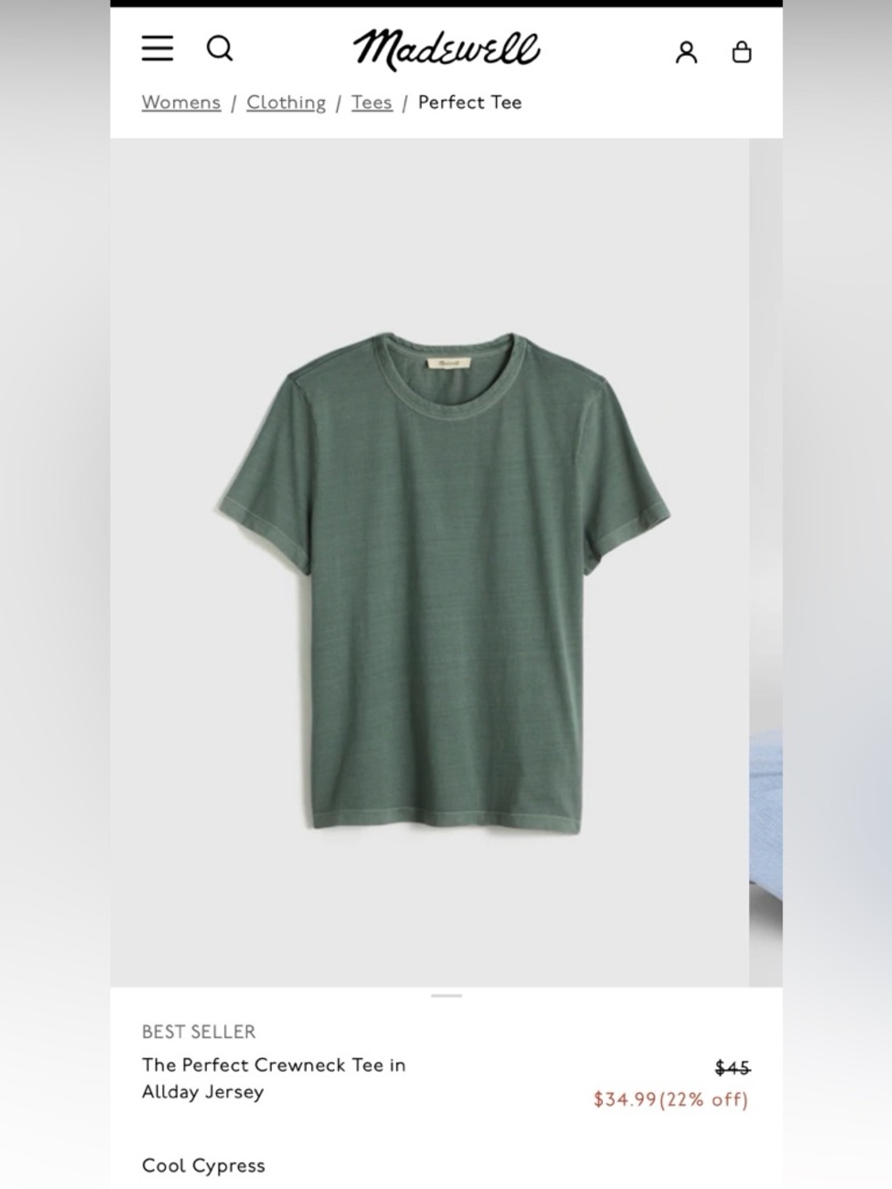 Madewell The Perfect T Crewneck T in Olive